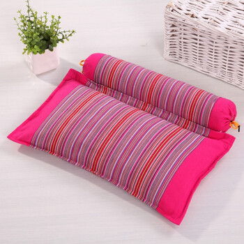 成人脊椎枕山楂籽黄荆子椎专用枕荞麦枕头枕玫红色决明子组合方玫红