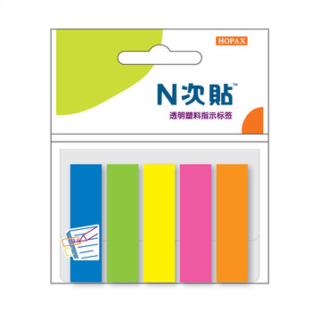 N次贴(STICKN) 100张5色荧光膜指示标签贴45*12mm分类索引便利贴记事贴34013