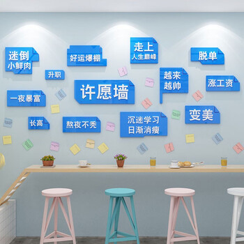 诗华庭许愿墙贴3d立体亚克力文化墙创意个性网红贴纸奶茶店咖啡店餐厅