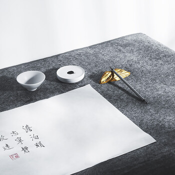 【全网低价】荣宝斋 书画毛毡垫 加厚初学者学生写毛笔字垫布 练字文房书法国画专用 化纤毛毡 灰色80*130