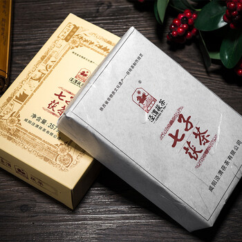 泾渭茯茶黑茶 过节礼盒 咸阳茯茶 陕西西安特产 金花茯砖茶  七子茯357g