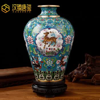 景泰蓝铜花瓶- 京东