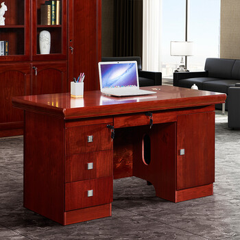 中伟（ZHONGWEI）E0级老板桌办公桌油漆商务办公室实木贴皮主管桌职员办公桌1.4米