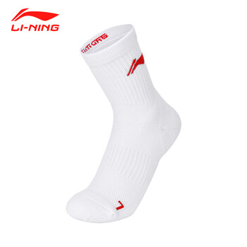 李宁(LI-NING)羽毛球袜男女款成人儿童运动袜 AWTS005白色中袜 三双装 李宁(LI-NING)羽毛球袜男女款成人儿童运动袜 AWTS005白色中袜 三双装