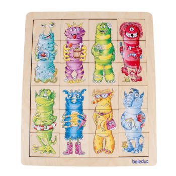 beleduc匹配拼图-孩子们30个拼块奇幻角色木质动物王国 怪物精灵 4款选 11180匹配拼图-怪物精灵