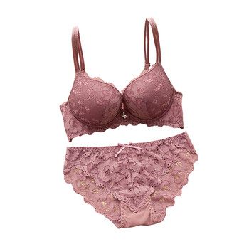 无钢圈性感少女士内衣套装蕾丝调整型胸罩无痕厚薄款小胸聚拢文胸