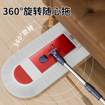 伊司达 棉线拖把 55CM不锈钢杆1.35米共2块布棉纱大号平板拖家用一拖净