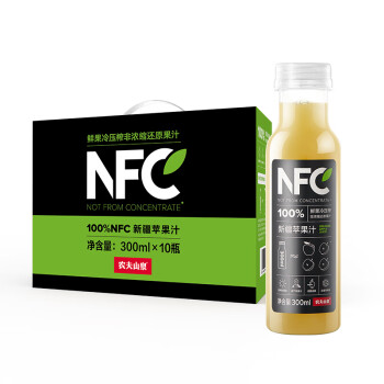 农夫山泉 NFC果汁饮料 100%NFC新疆苹果汁300ml*10瓶 礼盒