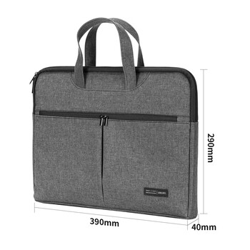 得力(deli)加厚立体办公手提袋/会议包/事务包/商务拉链袋电脑公文包便携 灰色 