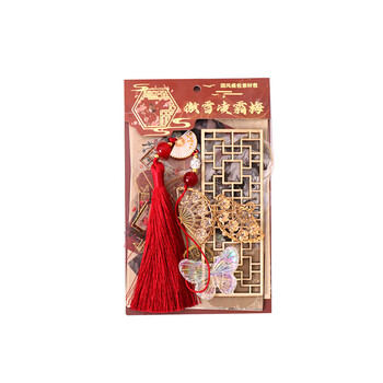 递乐创意手工DIY套装中国风痛包材料包古风贴纸学生包包笔袋装饰材料包素材包 SZ-450-傲雪凌霜梅