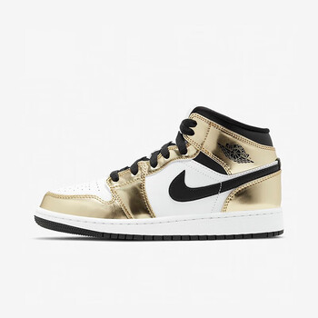 耐克aj air aj  1 mid 中帮女款液态金休闲篮球鞋 dc1420-700 35.