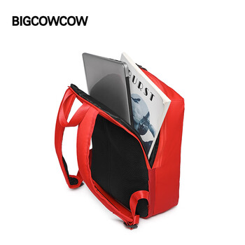 BIGCOWCOW大容量双肩背包大学生通勤电脑包高中生书包旅行包男女 蓝白色