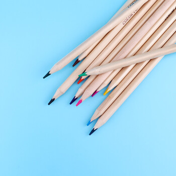 宝克（BAOKE）PO1624原木油性24色三角杆彩铅彩色铅笔填色彩笔绘画笔纸筒装