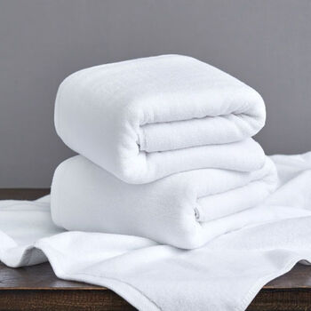 顾致白色浴巾美容院床单毛巾被宾馆酒店浴巾加大浴巾全棉纯白 1米*1.