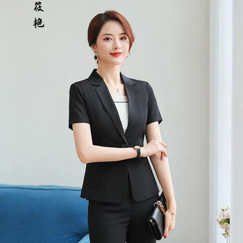 面试西服夏季新款短袖西服职业小西装工装气质套装工作服薄款女装正装