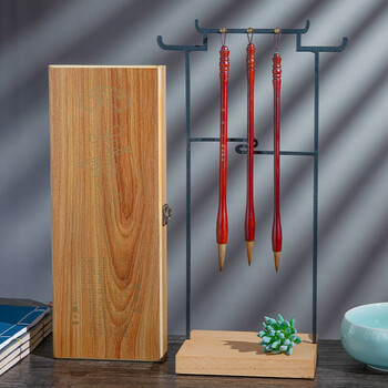 梅林笔庄狼毫毛笔 初学者书法字帖临摹国画小学生成人练字专用文房四宝楷书行草用笔单支装中号