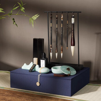 玉水湖毛笔套装高档文房四宝全套送礼笔墨纸砚入门小学生成人书法练字专用礼盒砚台镇尺摆件生日礼物