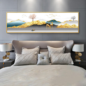 墙画宾馆酒店走廊挂画简约床头艺术画金山福鹿13535cm铝合金晶瓷画
