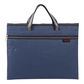 信发TN-4005 手提办公文件袋  电脑收纳公文包 加厚多层拉链培训袋 大容量档案会议包 蓝色单个装