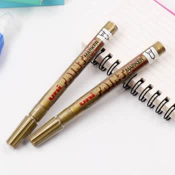 uni三菱 PX-21 小字油漆笔 0.8-1.2mm工业记号笔物流笔（可用于汽车补漆）金色12支装