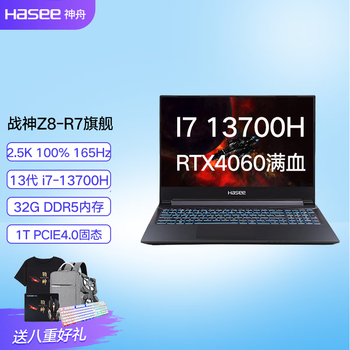 神舟（HASEE） 神舟战神S8D6/Z8D6/G8R9/GX8/TX8R9设计RTX4060独显吃鸡游戏本笔记本电脑 Z8R7旗舰 2.5K ...