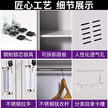 中伟更衣柜员工柜储物柜大衣柜铁皮柜寄存柜二门更衣柜加厚定制款