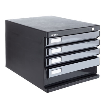 晨光（M&G）文具4层桌面文件柜 抽屉式拉手A4资料收纳柜 带索引标签 办公用品 黑色单个装ADM95297