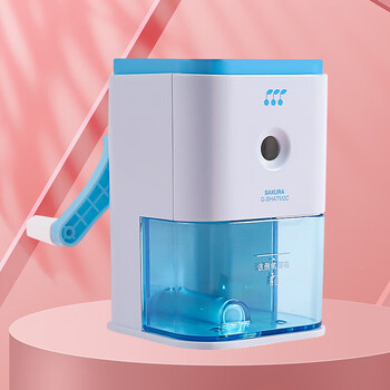 樱花小学生文具蓝色削笔器自动进笔 卷笔刀转笔刀儿童学生多功能手摇削笔刀美术素描可用