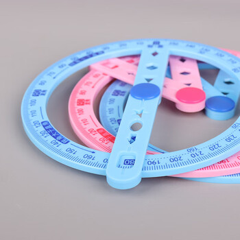 博教（BOJIAO）学生活动角360度量角器画角工具多功能尺子锐角钝角直角任意角演示器 360度量角器（粉色）