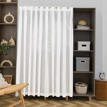 衣柜门帘 衣柜挂帘 衣柜帘布遮挡 拉帘衣柜家用免打孔滑轨式遮丑 百叶