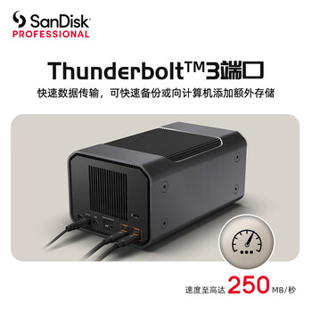 闪迪大师极锐 致镜12TB 双盘位企业级桌面移动硬盘 G-RAID™ 磁盘列阵双雷电3接口内置7200转高速桌面存储