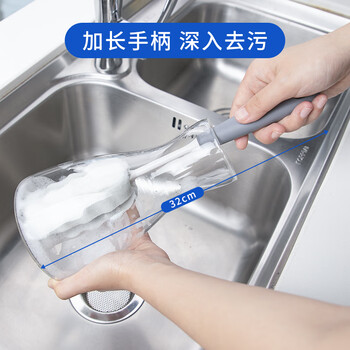 世家海绵杯刷 双效清洁奶瓶刷子洗杯刷玻璃杯保温水杯子刷杯子1支