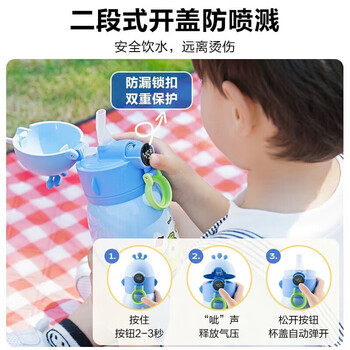 苏泊尔（SUPOR）保温杯 智能儿童水杯带吸管杯套直饮壶 KC60KG20赛跑冠军600ML