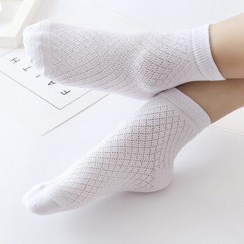 儿童袜子白色短袜春秋夏季男女童袜3小学生中筒袜宝宝袜579白色5双712