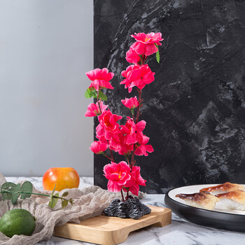 日式日料餐饮刺身装饰菜品装饰摆盘装饰花草点缀 奇石樱花(玫红色)