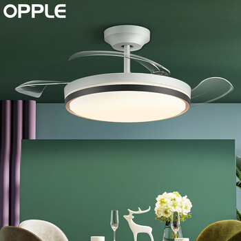 opple隐性扇风扇灯餐厅卧室客厅简约现代北欧黑金吸顶吊扇灯电扇灯具