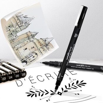 uni三菱（uni）0.94mm水性绘图软头针管笔 PINBR-200美术设计描边笔brush勾线笔 黑色 单支装