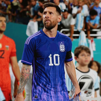 杰典2022卡塔尔客场10号梅西球衣阿根廷国家队球员版套装球迷版球衣光