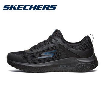 斯凯奇（Skechers）男鞋跑步鞋春夏季新款男士轻质缓震稳定跑鞋透气网布运动鞋子男 黑色 41