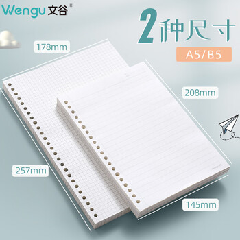 文谷（Wengu）活页本通用替芯a5空白活页纸可拆卸外壳内芯加厚活页纸芯学生考研专用笔记本内芯NA560-5空白*4