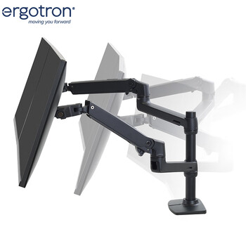爱格升（ERGOTRON）LX显示器支架臂双屏支架桌面升降屏幕支架叠屏显示器增高架电脑桌（45-492-224）黑色