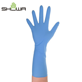 尚和手套SHOWA 加长耐磨型无粉一次性丁腈手套 长40cm厚0.13mm蓝色887 M50只装 28902