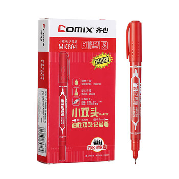 齐心(Comix)速干防水小双头油性物流笔/记号笔 工具 红色12支装 MK804 齐心(Comix)速干防水小双头油性物流笔/记号笔 工具 红色12支装 MK804