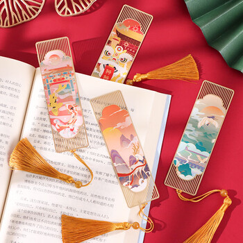 TaTanice金属书签 国潮金属黄铜书签书页夹小礼品祥瑞系列书签4片礼盒装伴手礼开学毕业送老师同学