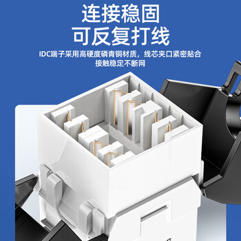 山泽六类网络模块 CAT6千兆网线面板非屏蔽免打模块 RJ45水晶头母座电脑网线镀金连接头直通头 WMD-006