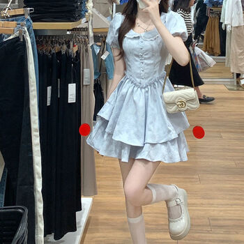 蓝色韩版超短连衣裙品牌及商品- 京东