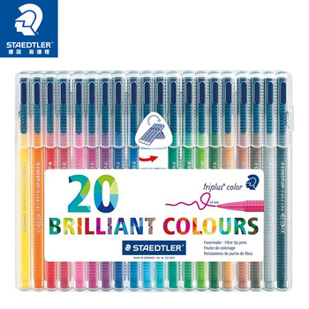施德楼(STAEDTLER)针管笔勾线笔20色套装 纤维头水性墨水可洗直液签字笔 美术绘图描线速干笔334SB20 施德楼(STAEDTLER)针管笔勾线笔20色套装 纤维头水性墨水可洗直液签字笔 美术绘图描线速干笔334SB20