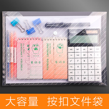TRNFA TRNFA  TN-W001 10个装按扣式文件袋 透明塑料a4加厚大容量学生用资料档案试卷文具办公用品文件夹防水