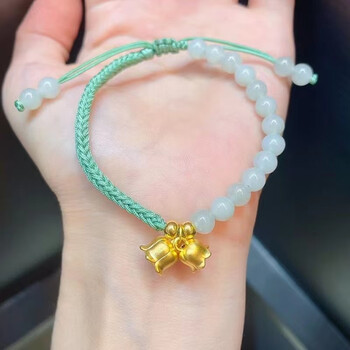 谷时老凤凰珠宝铃兰花黄金手链女转运珠款足金手绳生日礼物送老婆送女