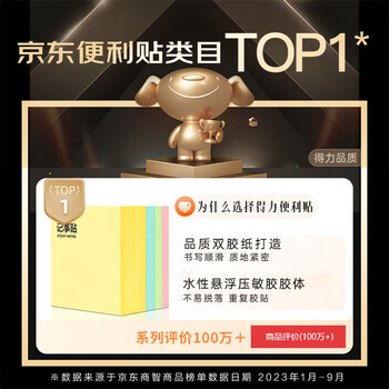 得力（deli）12本彩色便利贴粘性便签纸 76*76mm备忘留言纸/记事贴/自粘留言本办公用品P07156